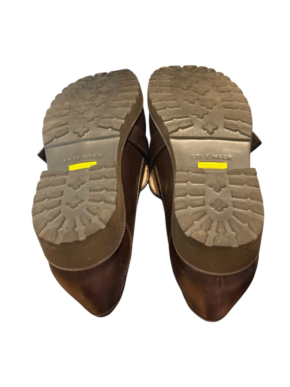 Cole Haan Grand 360 Brown Leather Gold Buckle Lug Sole Loafers - Picture 6 of 9